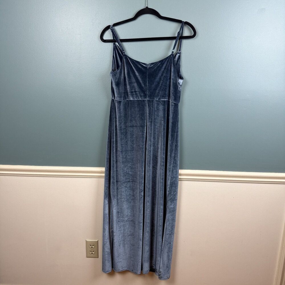 Anthro BHLDN Nasha Velvet Maxi Dress Women's Size 8 Blue Draped Neck Bridesmaid - Picture 4 of 13